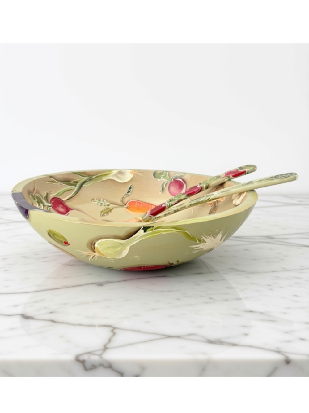 9-Piece Vintage Wooden Serving Bowl Set